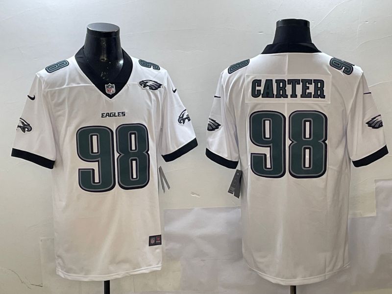 Men Philadelphia Eagles #98 Carter White Second generation Nike 2025 Limited NFL Jersey style 5->philadelphia eagles->NFL Jersey